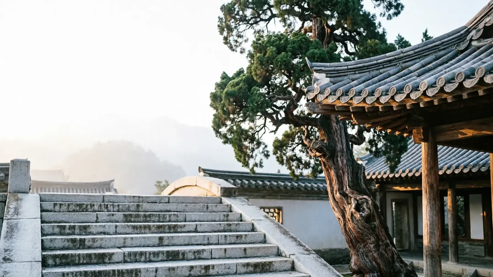 殿宇石阶庭院